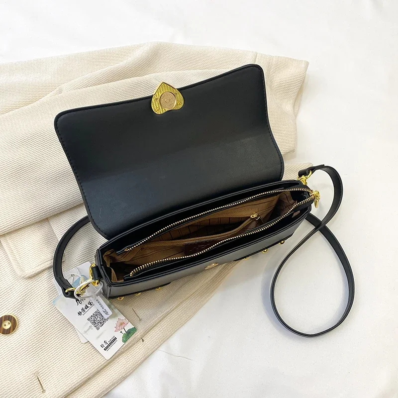 Elegant Armpit Sling Handbags Solid Color Women PU Leather Shoulder Bags Simple Small Black Messenger Bags for Women 2025 - Image 2